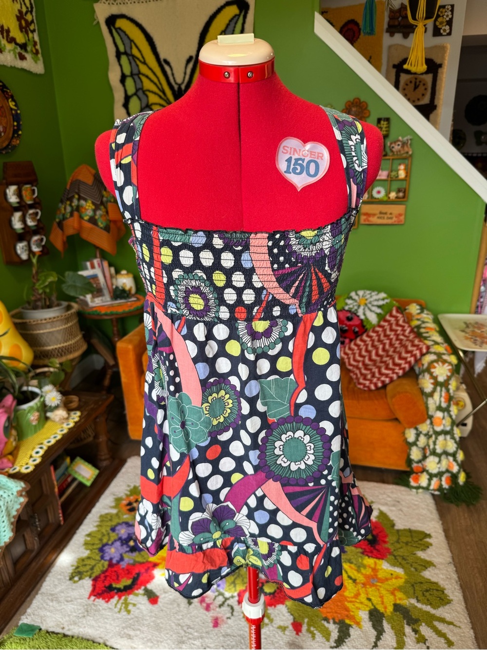 Patterned Women’s Tank Top in Navy with Multicolor Floral Print